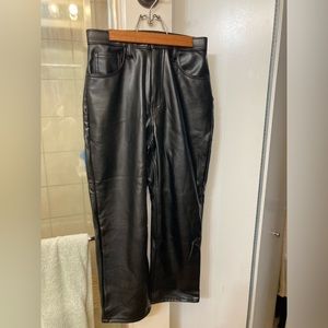 Abercrombie faux leather straight leg ankle pant